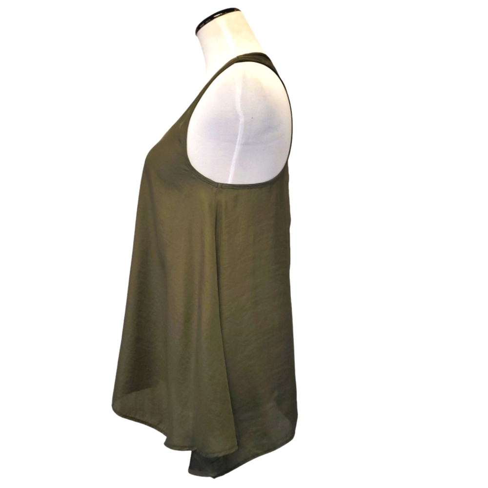 🔥REVOLVE Show Me Your MuMu‎ Cara-Van Olive Green Silky Sleeveless Tunic Tank  S - Picture 3 of 14